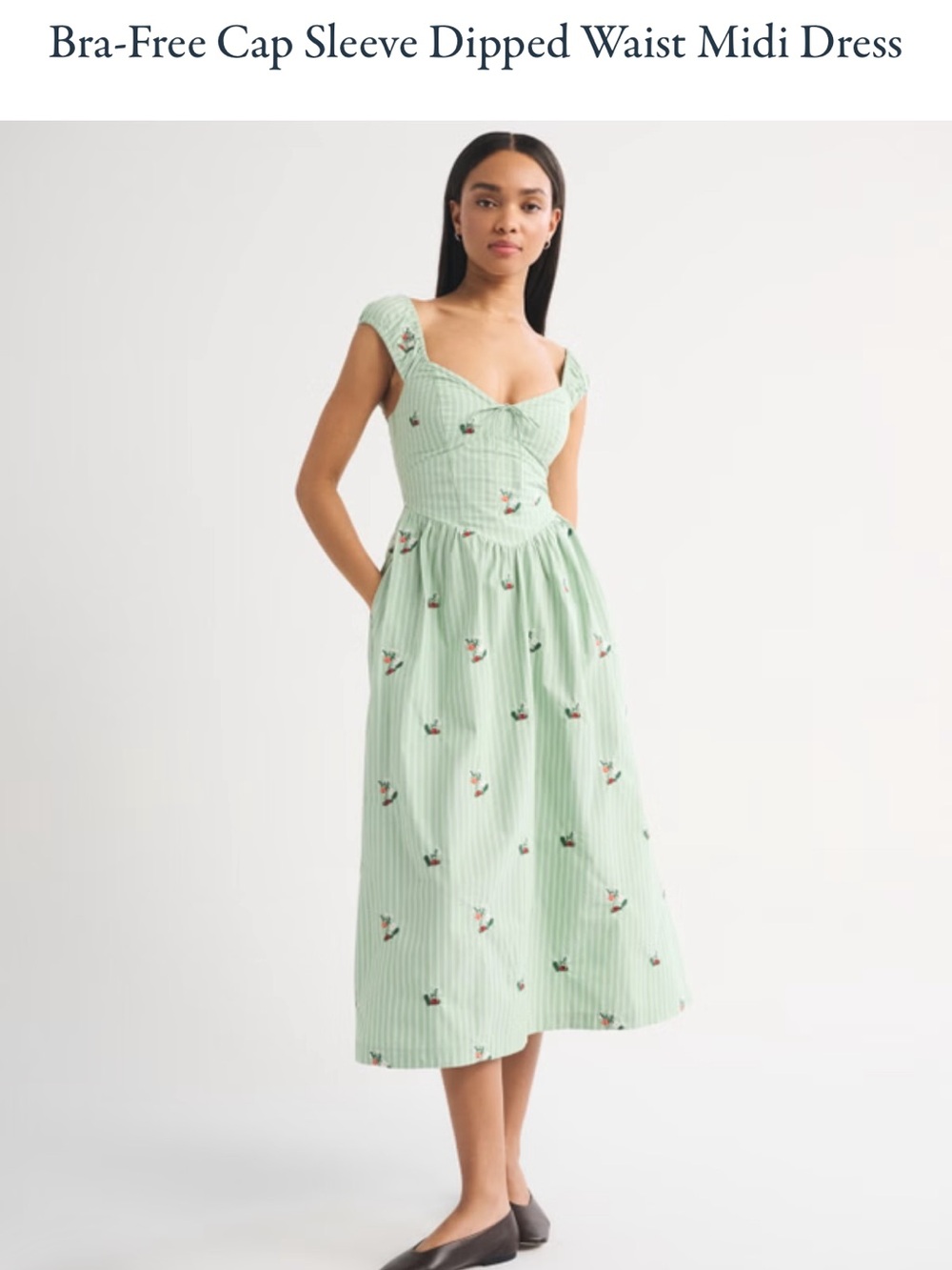 Abercrombie Bra Free Cap Sleeve Dip Waist Midi Dress